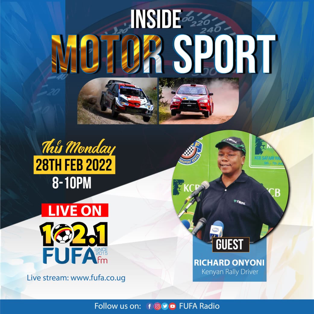 FUFARadio's tweet photo. #InsideMotorsport Monday Feb 28, 8pm
Tonight we host Kenyan Rally Driver Richard Onyoni talking about Motor Sports in Kenya and Africa in general. @MotorsportUG
Tune In 8pm On Air 102.1 FUFA fm and Online https://t.co/Xvs5sT7bvR & https://t.co/oc3ANBPR0F https://t.co/SmIuQA4wEx