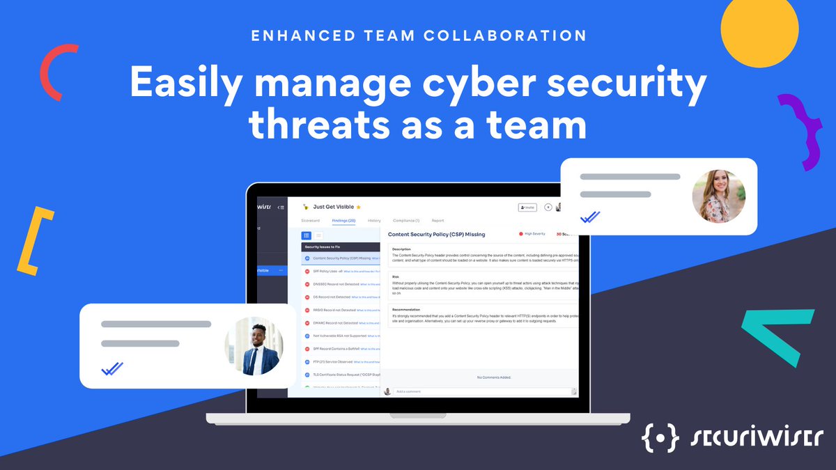 ⚡️SECURIWISER SPOTLIGHT⚡️
Invite colleagues ➕
Collaborate as a team 🤝
Easily manage #cybersecurity threats ✅

Learn more: securiwiser.com