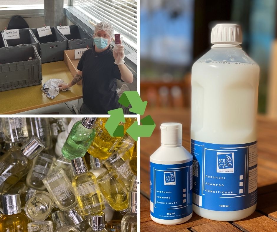 Our BRAND NEW VIRTUOUS CIRCULAR PROGRAMME for the liquid hotel toiletries. 
We developed an innovative #recycling program for discarded liquid #cosmetics from #Swisshotels thus making a stronger impact into a more sustainable world. #bubblessavinglives <a href="/Permamed/">Permamed</a> <a href="/sammelsack/">InnoRecycling AG</a>