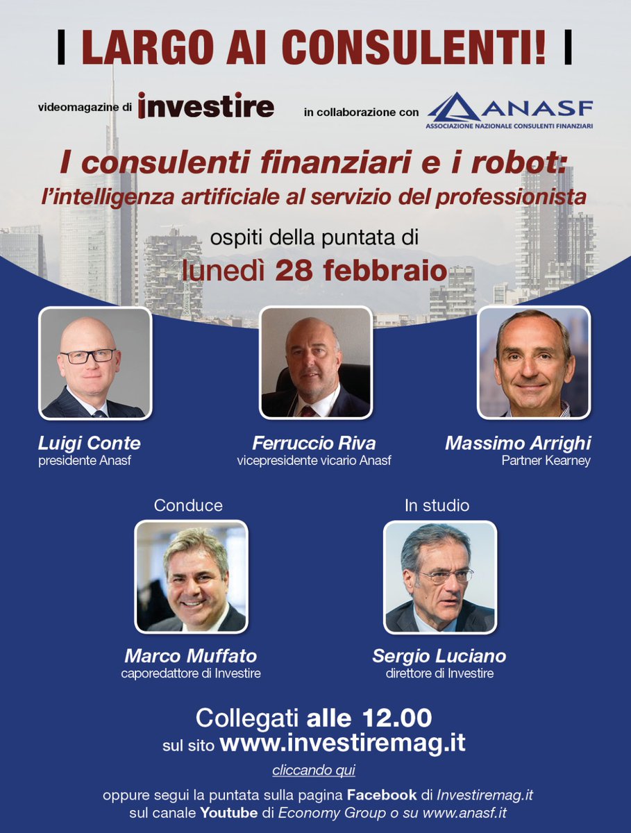 Largo ai consulenti: segui la diretta su youtube.com/watch?v=02Ln0N…

<a href="/LuigiConteSPB/">Luigi Conte</a> <a href="/ferruccioriva/">ferruccio riva</a> <a href="/marcomuffato/">Marco Muffato</a>