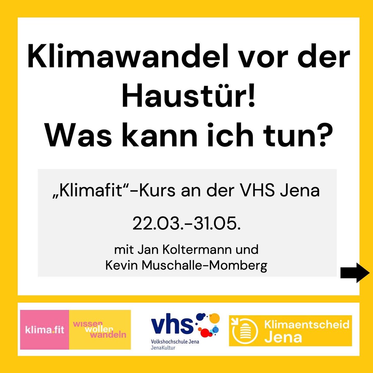 jena_zero's tweet photo. An der vhs Jena gibt es demnächst einen „Klimafit“-Kurs zu kommunalem Klimaschutz! 

Schaut rein und meldet euch an! Klimabildung geht uns alle an :)

https://t.co/3kisurGIfR https://t.co/OgCm9CoUNs