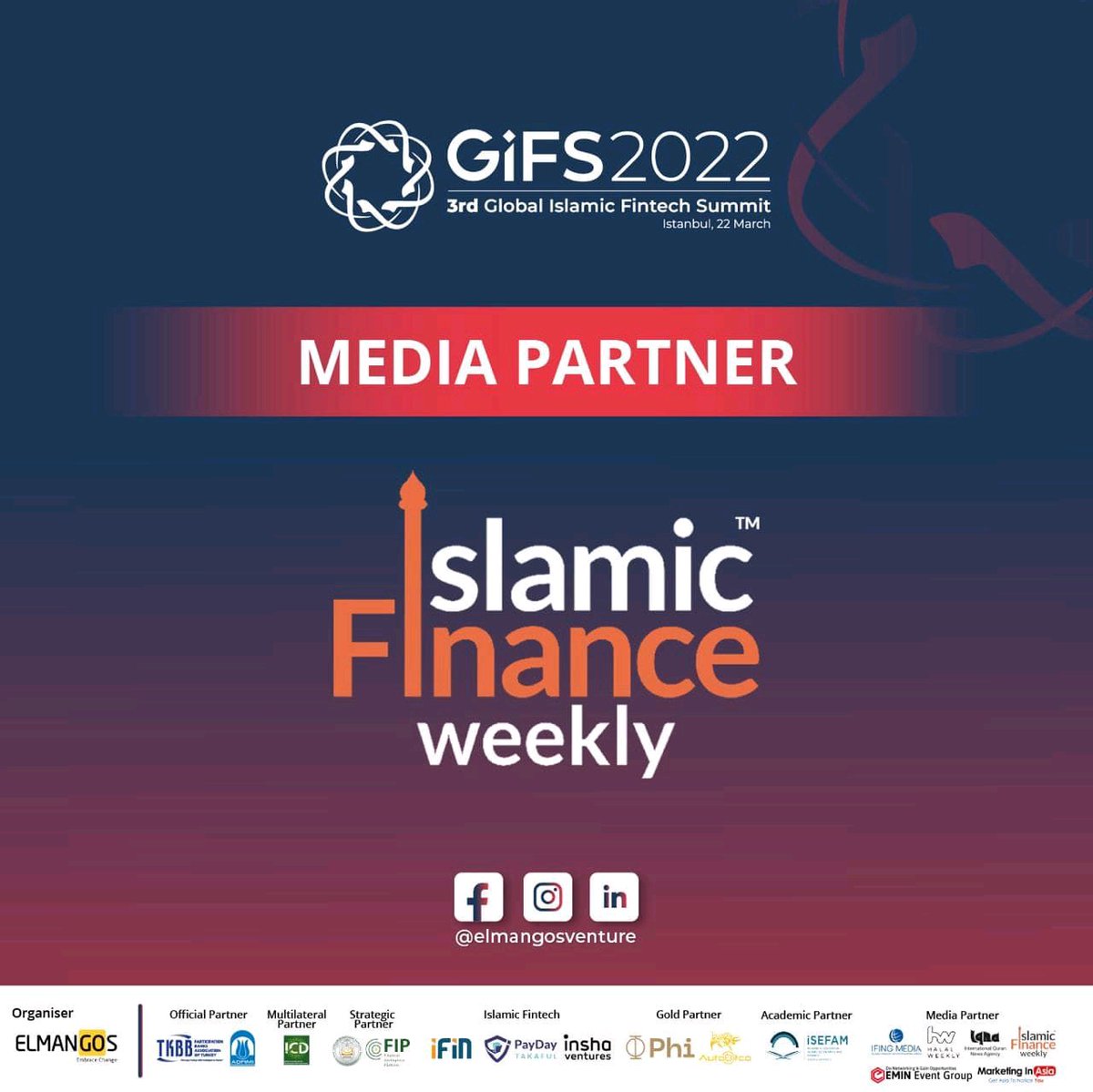 This is to announce that Elmangos Ventures is partnering with @WebTVng  #Islamicfinanceweekly for its 3rd 'Global Islamic Fintech Summit' to hold on March 22-23 in #Instabul, Turkey. 
For more details about the summit, click via: gifs.elmangos.com
#Fintech #Islamicfintech