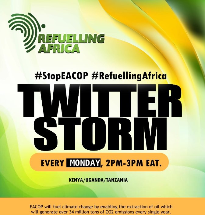 TO CONSERVE OUR NATURAL ENVIRONMENT AND PRESERVE NATURE FOR THE BENEFIT OU THE PEOPLE OF EAST AFRICA, WE ALL NEED TO JOIN HANDS TO STOP EACOP. Note that it is anticioated that the EACOP when operationally will produce 34 tonts of CO2 per annum.#StopEACOP #RefuellingAfrica