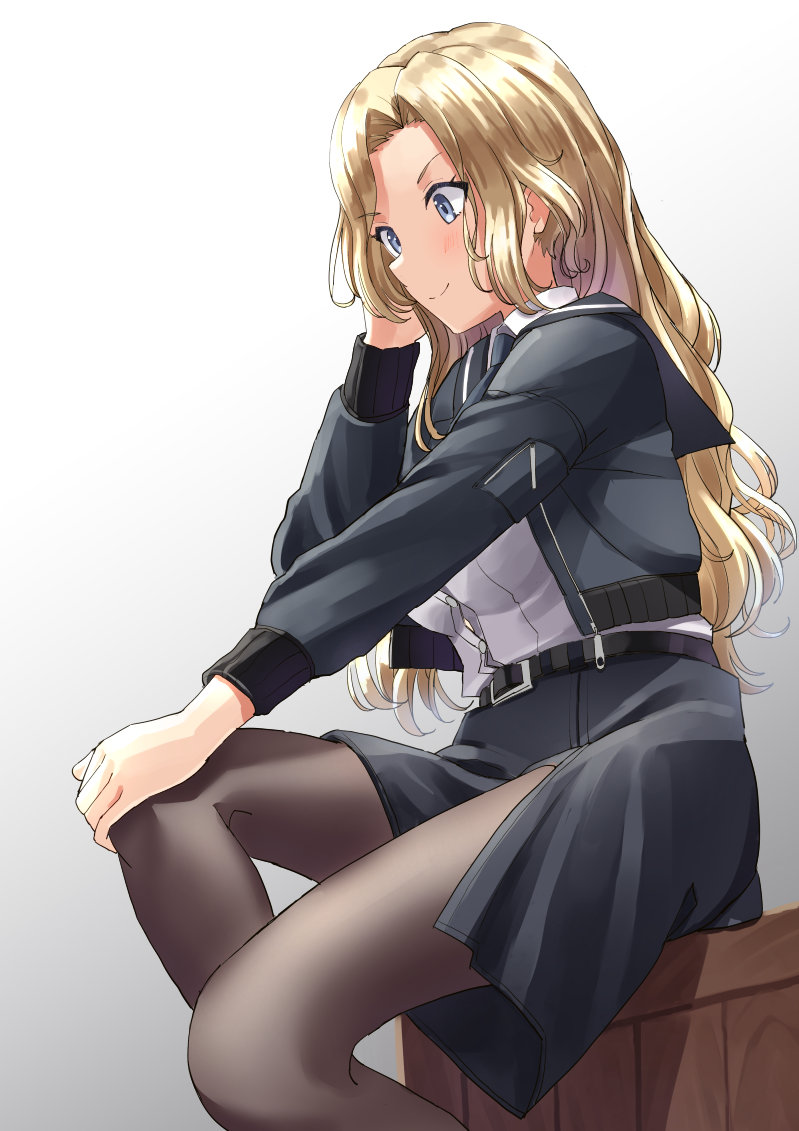 hornet (kancolle) 1girl solo pantyhose long hair blonde hair skirt shirt  illustration images