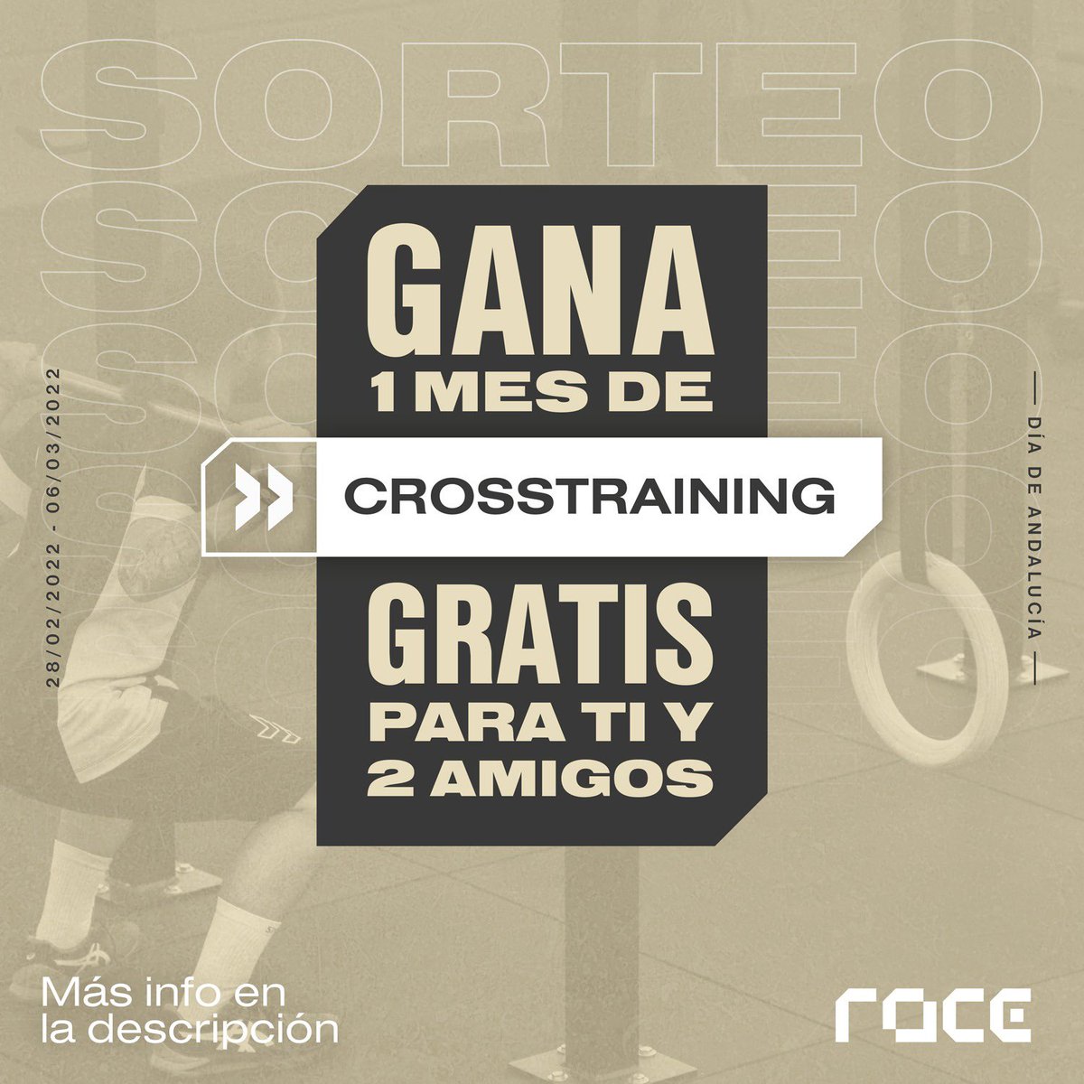 RACE_gym's tweet photo. Hoy por ser el día de Andalucía queremos celebrarlo contigo y aquí os traemos un súper #Sorteo “Mensualidad Crosstraining tu + 2 amigos” 🏋🏻‍♀️

Porque ir al gym mola y sí es con tus amigos, mucho mejor.

+ Info: https://t.co/GDx5ETlHC1 https://t.co/HDs2devYtA