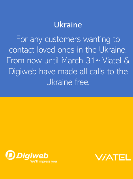 Digiweb_Ireland's tweet photo. For any of our customers who wish to contact their loved ones in Ukraine, Viatel and Digiweb have made all calls 𝐅𝐑𝐄𝐄 from now until March 31st. Please feel free to DM us with any queries. https://t.co/WjRmxvYeYi