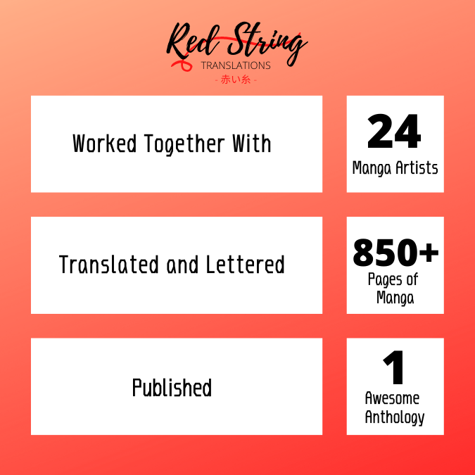 RS_honyaku's tweet photo. 🎉1 Year Anniversary of Red String🎉
Overall, it's not a lot but it's great progress from zero. And yeah, Red String really did put out a book. New Genres, New Artists, New Content and more to come in 2022.

✨☆⌒(*＾-ﾟ)v　Thank you！! ✨ https://t.co/EqNn1ODBrr