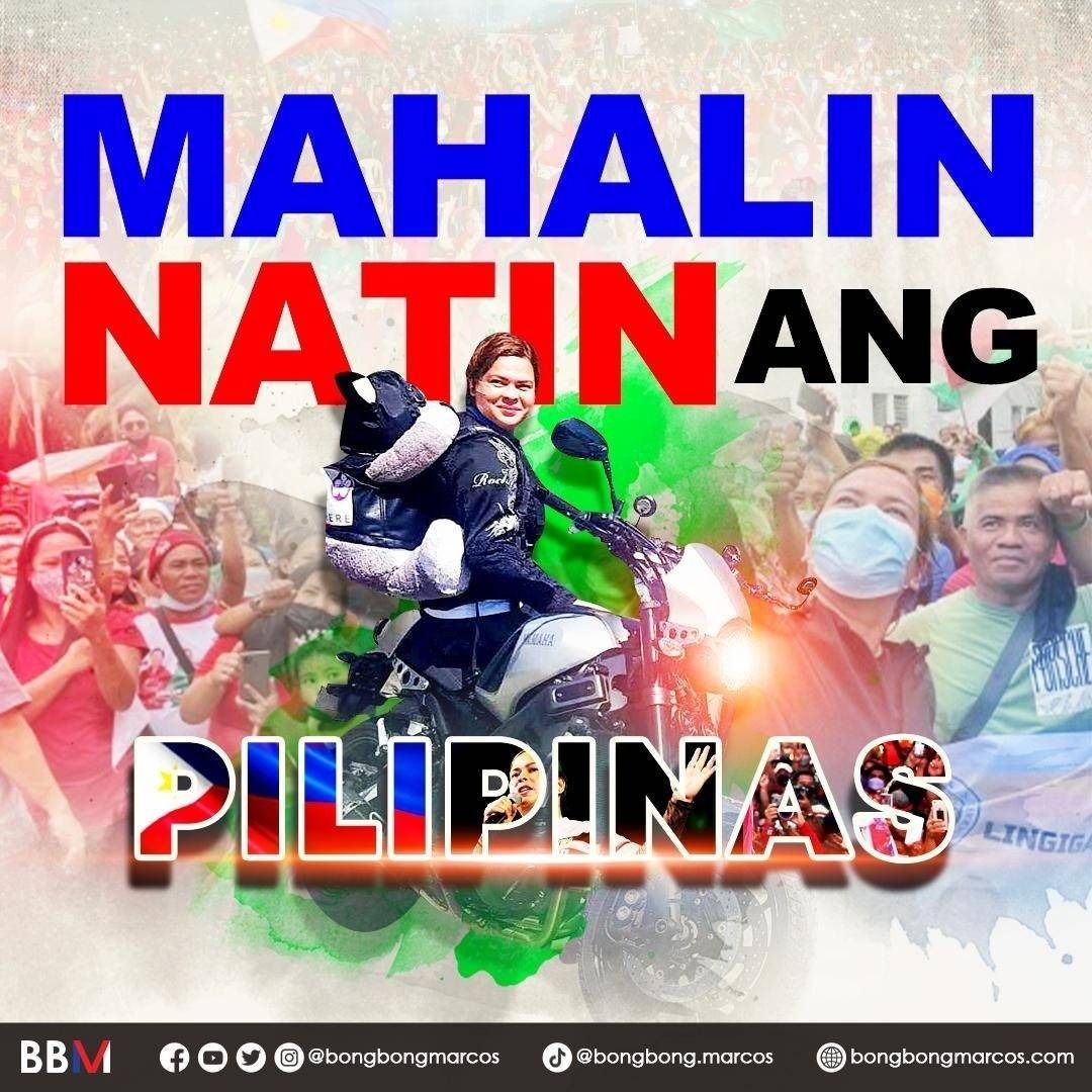 bongbongmarcos's tweet photo. Congratulations sa aking Bise Presidente, Mayor Inday Sara Duterte sa matagumpay at ligtas na pagtatapos ng Mahalin Natin ang Pilipinas Ride! 

Tiyak kong maraming kuwento ng pagkakaisa mula sa ating mga kababayan ang naranasan at nasaksihan mo sa iyong paglalakbay. https://t.co/fcpA9QFlmA