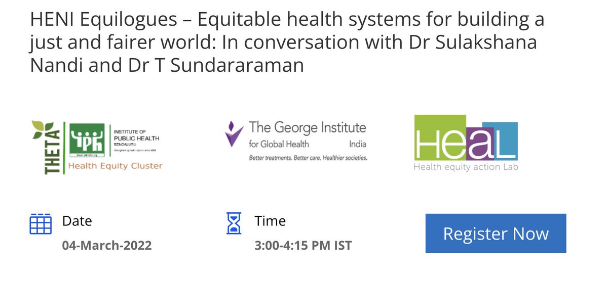 prashanthns's tweet image. Here is a nice conversation with @gluppschlopp &amp;amp; Dr. Sundararaman on #Equity #HealthSystems building upon recent @PHMglobal film on building equitable health systems featured at #PMAC2022; organised by @HealthEquityInd 

Register: heni.co.in/equitable-heal…