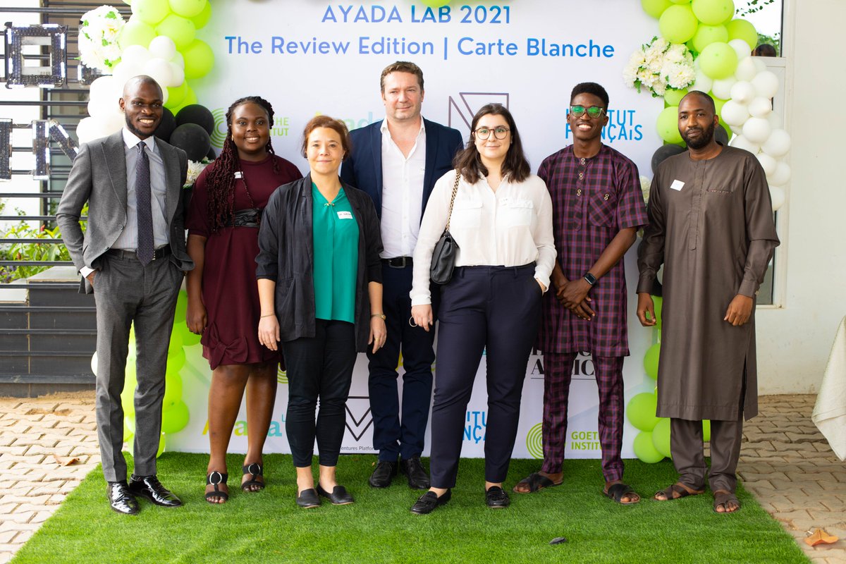 FranceInNigeria's tweet photo. 22 Feb. 2022 | Received by H.E. @eblatmann during the carte blanche ceremony were the 7 🇳🇬 alumni of the #AYADALAB programme.
(@ver_mr_artist @parkershealth @the_greenlabel @chidinwaogu5 @maryambello16 @wearepubliseer @vp_impact) 
#FranceInNigeria https://t.co/zMKykSSiey