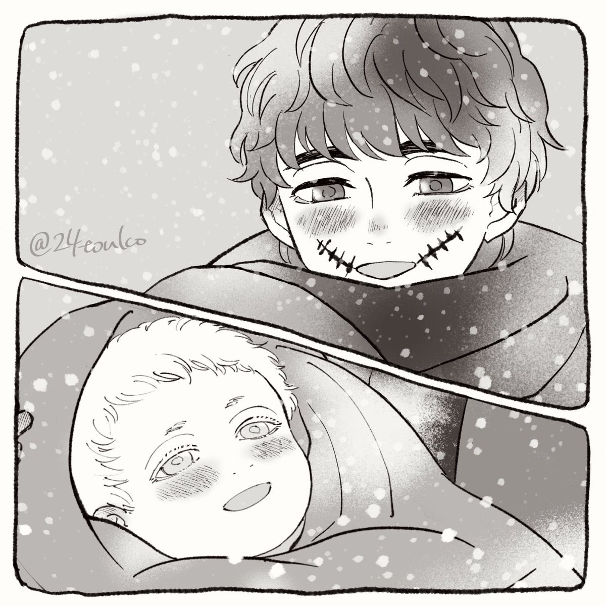 白い雪 赤く染まる君/笑う男, image size:1200x1200