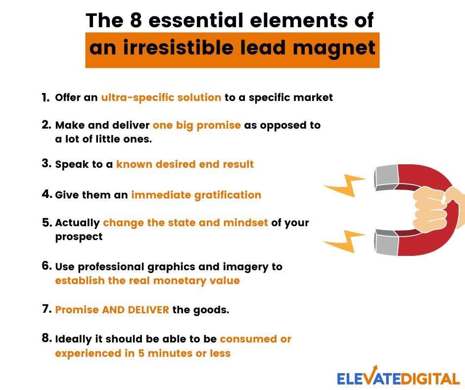 Creating a great lead magnet can be the difference between struggling to generate leads and generating them on autopilot. 🚀

Here are 8 elements that should without a doubt be included into your next lead magnet. 💯