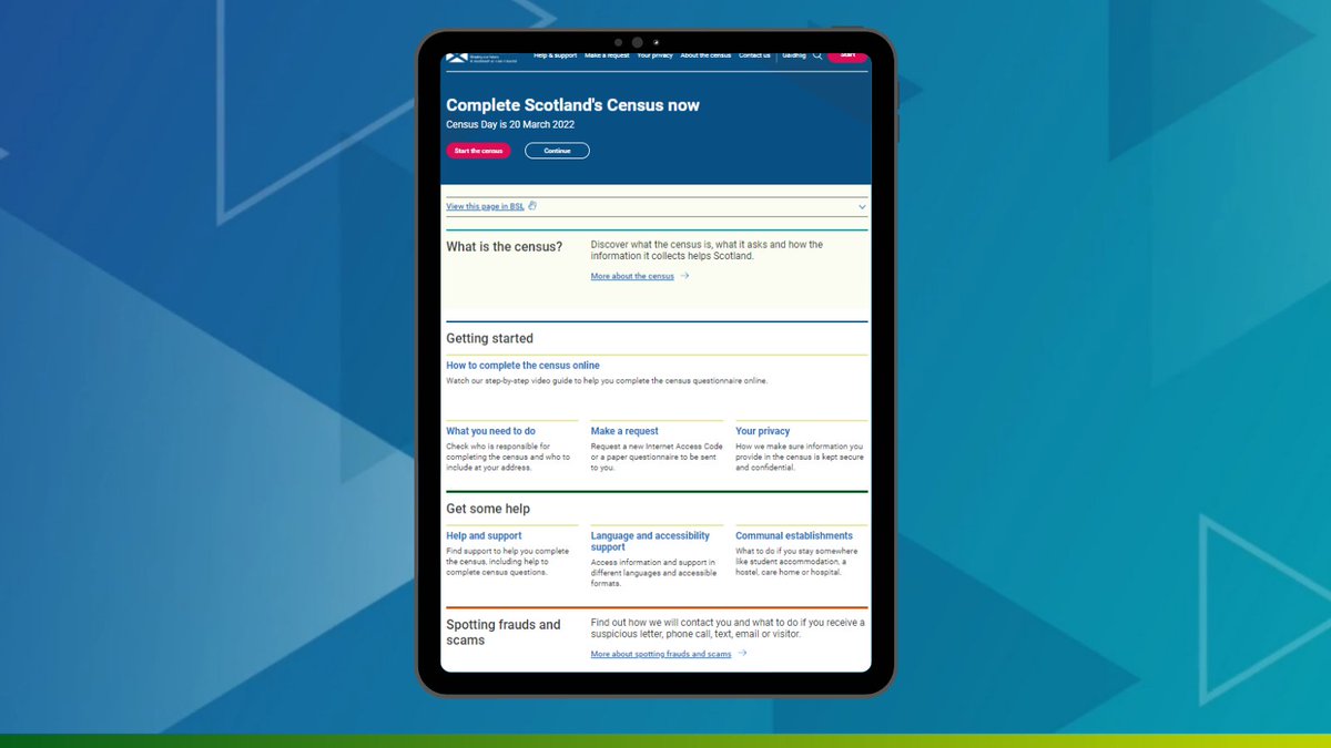 #ScotlandsCensus2022 launches today.

More than 2.5 million households will receive a letter with information on how to fill in the census. Census Day is 20 March but you can fill it in now with information that will be correct on that day.

Find out more census.gov.scot