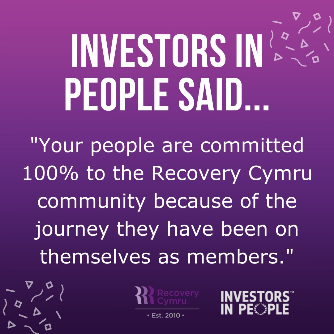 RecoveryCymru's tweet photo. #RecoveryCymru is all about supporting people on the #Recovery journey. That takes #Support, compassion and a clear message of our values at the heart of all that we do. We are proud to be recognised for this by @IIP #WorkMadeBetter #InvestorInPeople https://t.co/wEnXEWVRwZ