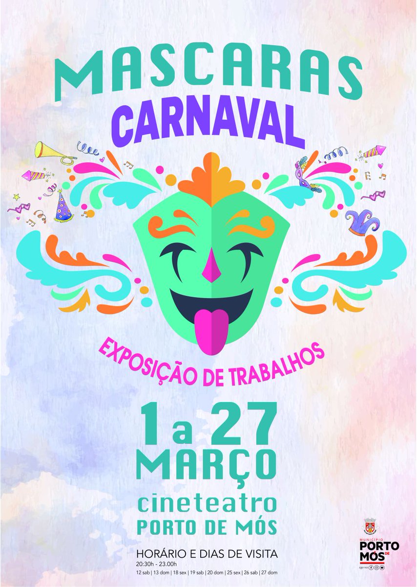 O Carnaval chegou e, mais uma vez, o Município de Porto de Mós promove uma exposição de Máscaras de Carnaval. Um evento que promove o envolvimento de toda a população e promete uma celebração alegre desta tradicional quadra festiva. Uma exposição no Cineteatro Porto de Mós.