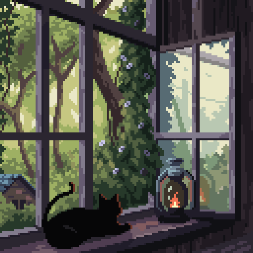 Resting by the cabin window. #pixelart