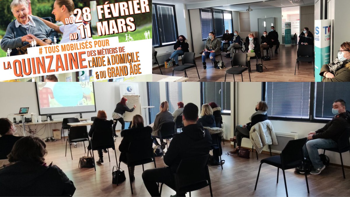 📢C'est parti❗️au @poleemploi_HDF de LENS LALOUX. 1⃣1⃣ Demandeurs d'emploi découvrent les métiers de l'aide à domicile et du grand âge. Echanges avec une salariée de <a href="/Filieris/">Filieris</a>. Des parcours se contruisent 👍 <a href="/rachel_smagghe/">Smagghe Rachel</a> @penin_marc <a href="/C_Bailleul62/">Christophe BAILLEUL</a> <a href="/NeveuCorinne/">Corinne NEVEU</a>