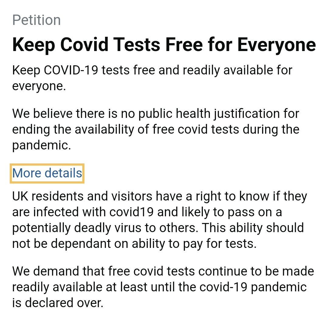 PETITION 
"Keep Covid Tests Free for Everyone"

What's not to love?

Please help, sign ✍    ❤️+ ♻️ thx!

petition.parliament.uk/petitions/6094…