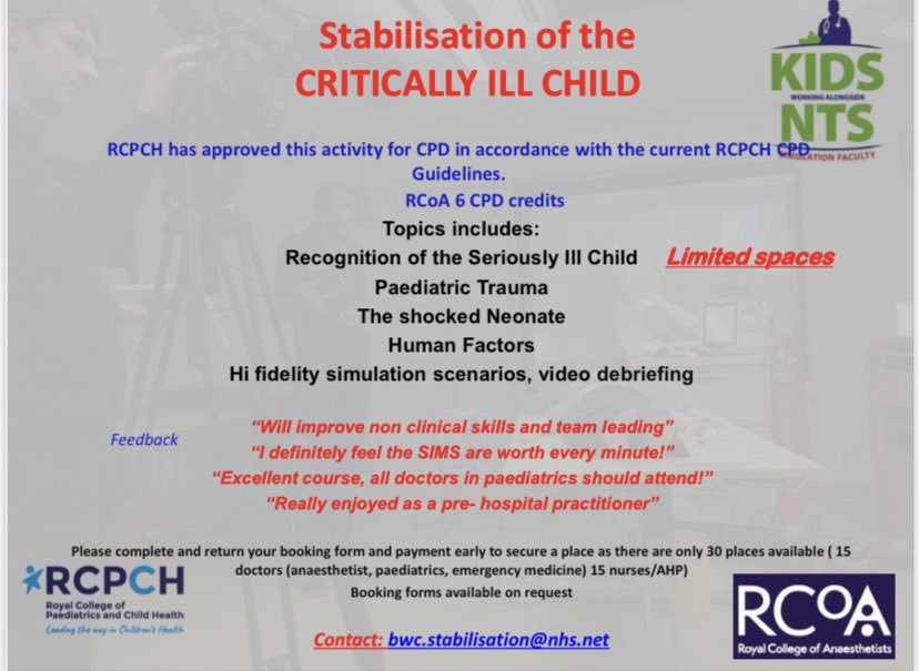 Booking now for our Stabilisation of the critically ill child study day 6th April at the Jury’s In Hotel. RCPCH accredited. Email bwc.stabilisation@nhs.net <a href="/Bham_Childrens/">Bham Children's Hosp 💙</a> <a href="/dr_mark_russell/">Mark Russell</a> <a href="/drsmileyarun/">Arun Ghose @drsmileyarun.bsky.social</a> <a href="/fajishhabib/">Fajish Habib</a> <a href="/kackmac/">Kate Mackay</a> <a href="/drzaf_pic/">Zaf</a> <a href="/whosalama/">Mary Salama</a> <a href="/aimeehodgson01/">Aimee Hodgson</a>