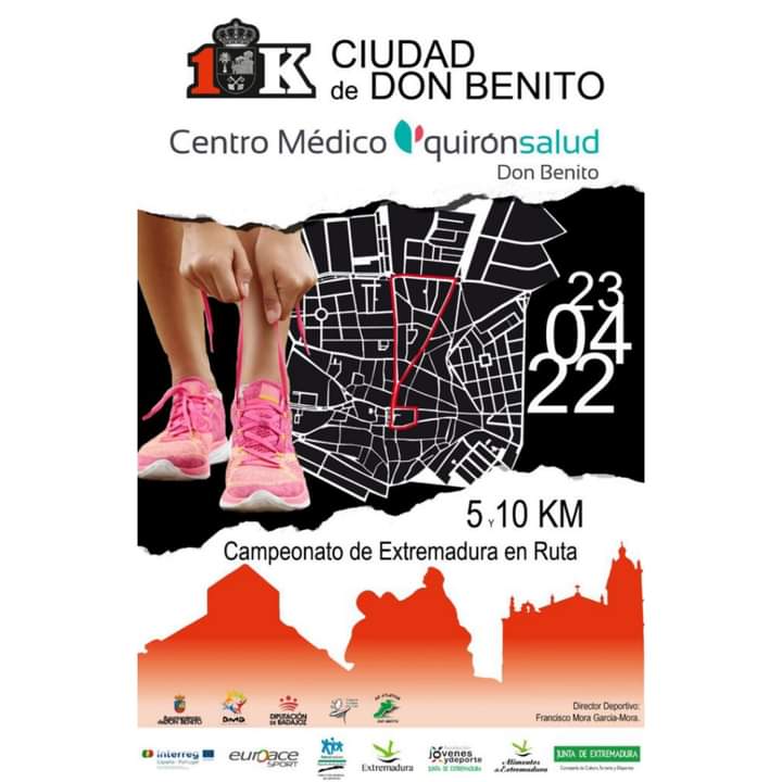 Aquí tenéis el CARTEL OFICIAL!!, Carrera perteneciente al Circuito Extremeño de Diversidad Urbana, CIRCUITO EUROACE SPORT 2022. La semana que viene ABRIMOS INSCRIPCIONES, estad atentos a las Redes Sociales!! Os esperamos!!!
#10kdonbenito #donbenito #10kciudaddedonbenito