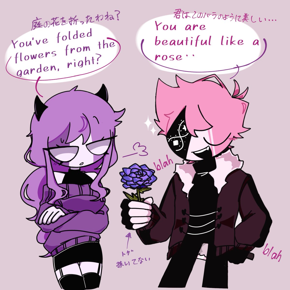 紫の薔薇の花言葉がswapsarvちゃんにピッタリというか合ってるなった思って描いたイラスト
#midfightmasses