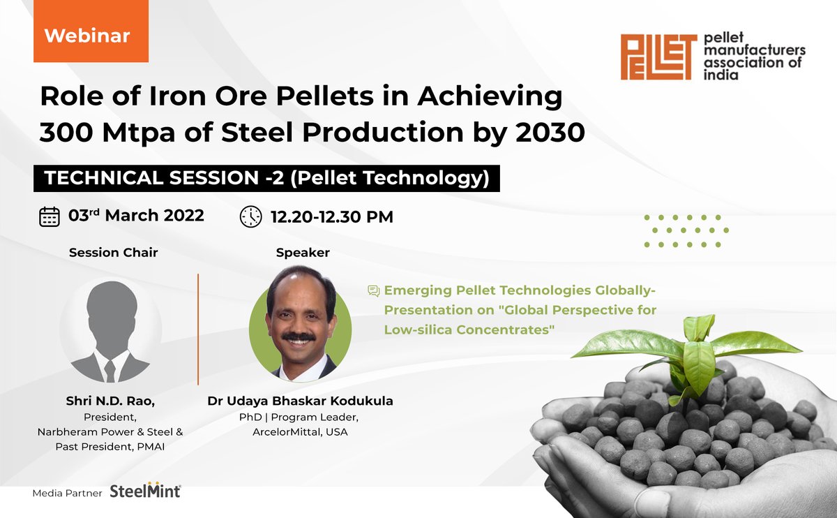 SteelMintEvents's tweet photo. #PMAI Webinar Update
#TechnicalSession - 2 "Pellet Technology"
3 Mar, 12:20 PM - 1:00 PM
View #Speaker details in images.
Register now: https://t.co/rZdUb3RAZh
Programme: https://t.co/kNLDkr5ECP
Media Partner: @SteelMint
@pmaioffice https://t.co/543yRCMPWU