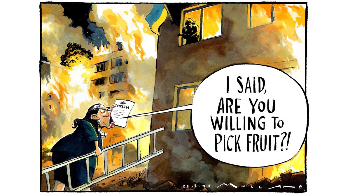 This is so sadly accurate: <a href="/mortenmorland/">Morten Morland</a> cartoon <a href="/thetimes/">The Times and Sunday Times</a> #StandWithUkriane #UkrainianRefugeesWelcome #NationalityAndBordersBill