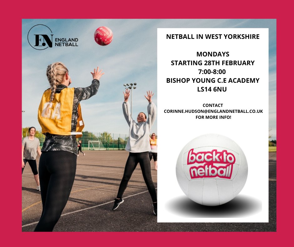TONIGHT IS THE NIGHT!

Come join us for our first session at Bishop Young Academy Seacroft!
No experience necessary!

Make sure you book your space online in advance using the link below!
engage.englandnetball.co.uk//Account/Login…