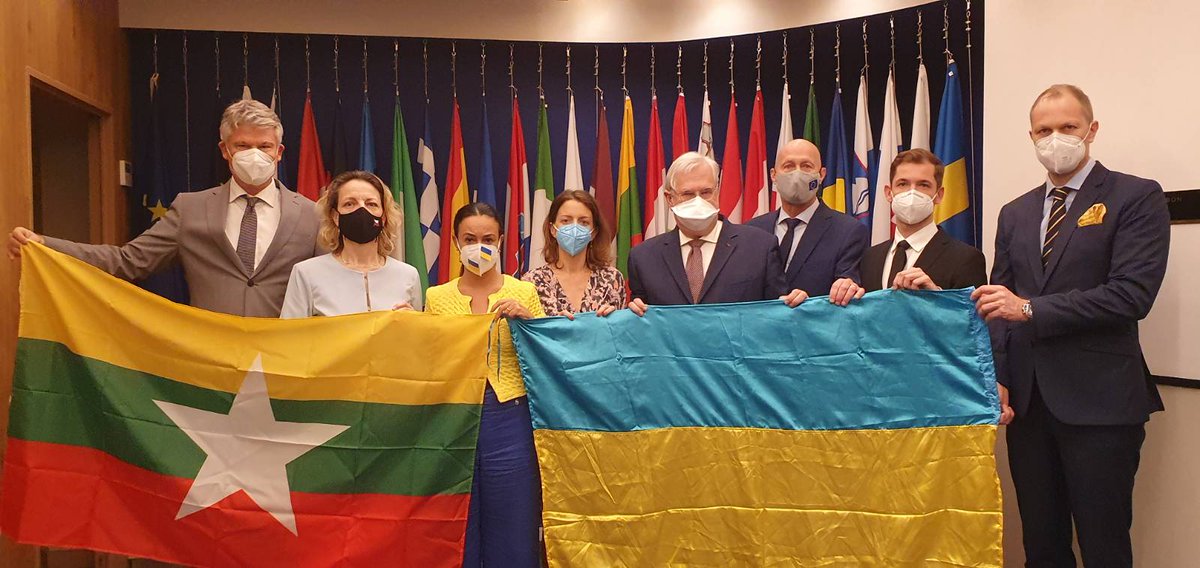 The EU 🇪🇺 and its Members States stand with the people of Ukraine and Myanmar. #WhatsHappeninginMyanmar 🇲🇲#StandwithUkraine 🇺🇦