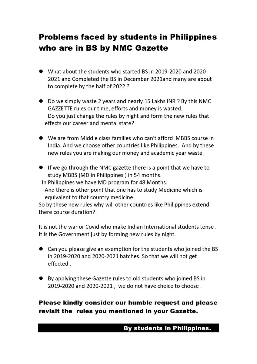 hr_duvvuru's tweet photo. Please save students from this new NMC gazette 
@PMOIndia @GovtOfIndia_ @EduMinOfIndia @indembmanila @ZeeNews @KartheekAluguri @PhCHED @VPSecretariat @narendramodi https://t.co/vbNjpQHPtT