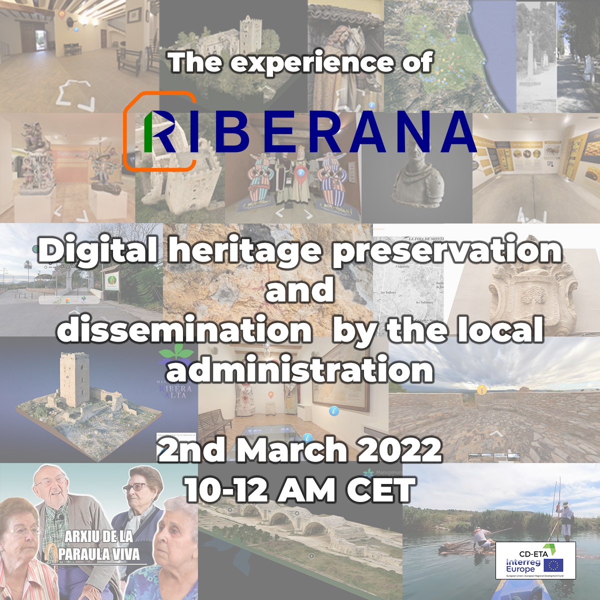 RiberanaXuquer's tweet photo. 🤩🔜 Descobreix l’experiència @RiberanaXuquer!
📅 2 de març, 10h.
Videoconferència: “The experience of Riberana: Digital heritage preservation and dissemination by the local administration”
🔗 Registra't a: https://t.co/bVw90VBRKv…
@interregeurope
#Cultura #cdeta #Ribera https://t.co/M8FD4wKgpF