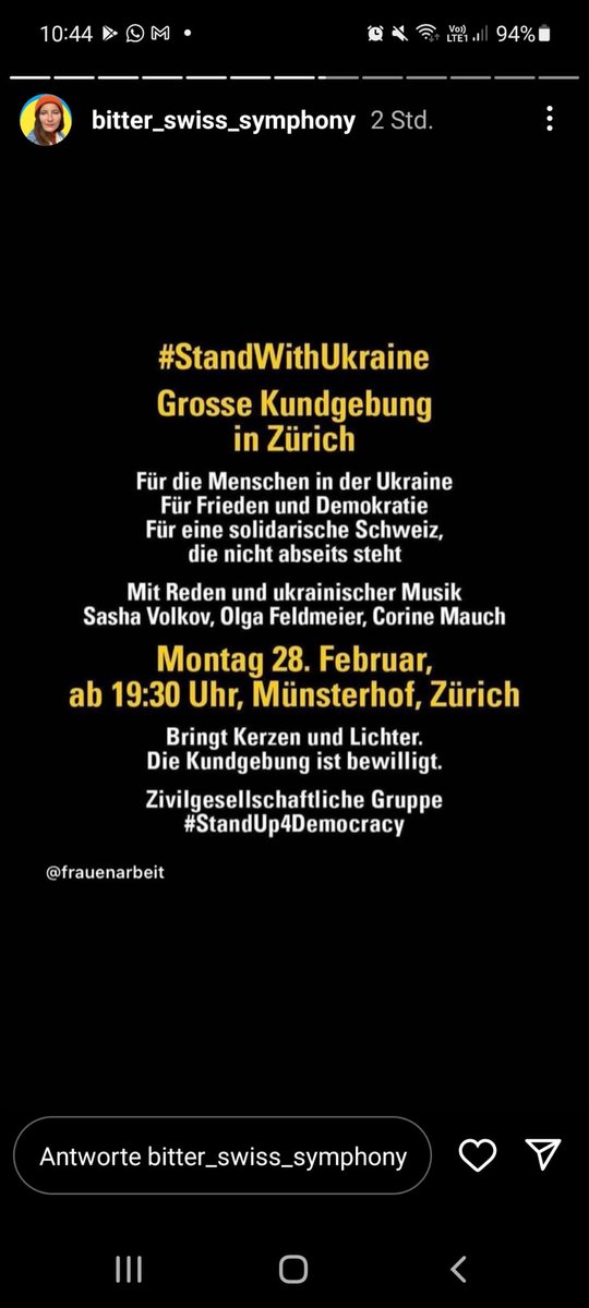 Stand with #Ukraine 🇺🇦
jetzt Friedensdemo in #Zürich