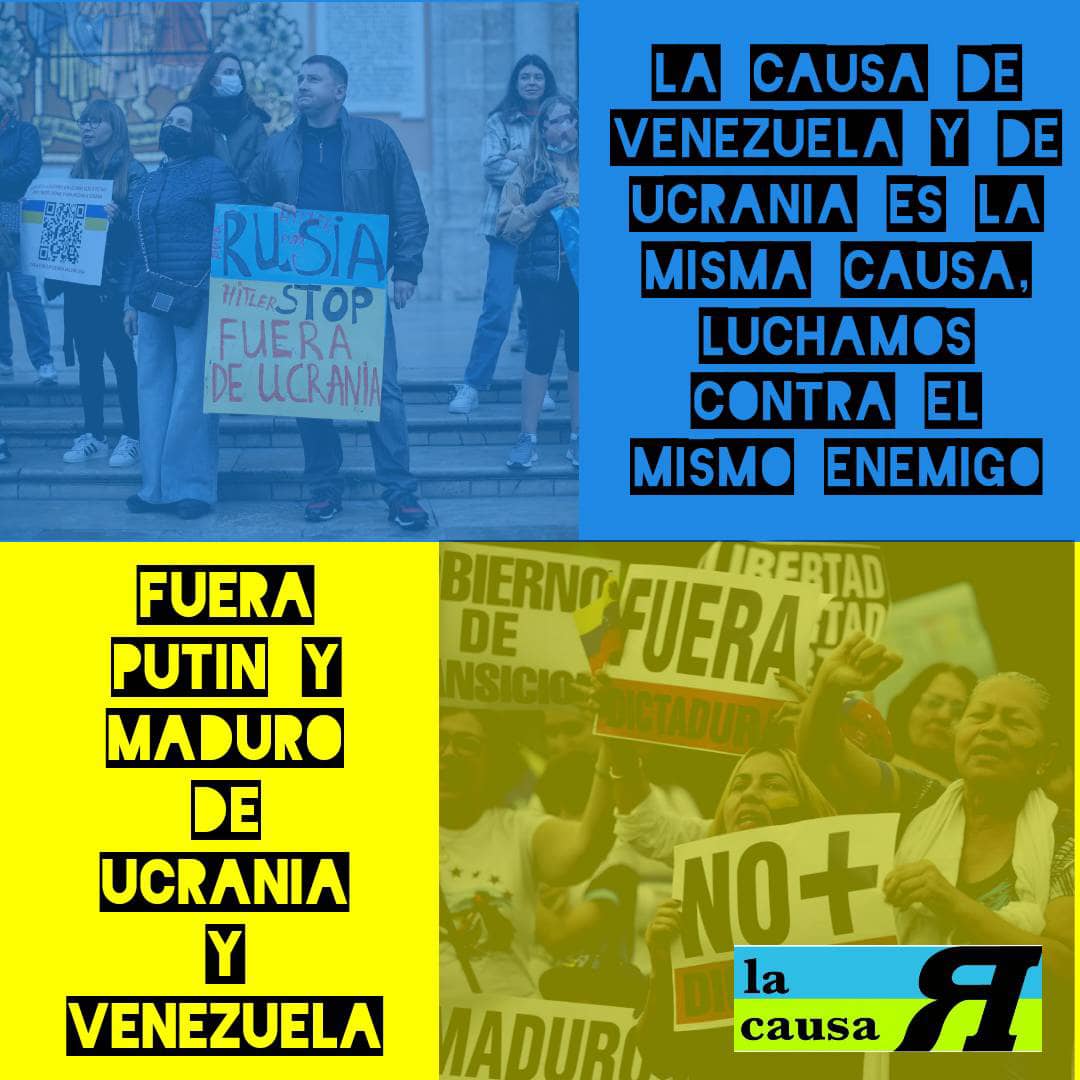 Antonia03024148's tweet photo. Desde Venezuela repudiamos los hechos acontecidos en ucrania, tragedia que viven por culpa del acesino de Putin al igual que repudiamos al acesino de Maduro. Libertad para ucrania y Venezuela, fuera los dictadores. https://t.co/Tt8QHx0Z22