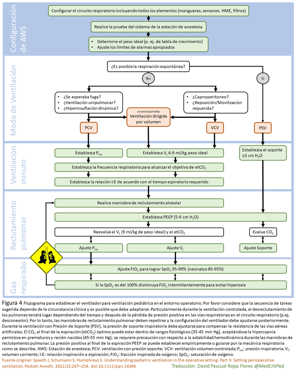 RT <a href="/MedCritPed/">Medicina Crítica Pediátrica</a>: Ventilación Mecánica en #PedsAnes en Entorno Operatorio.
🚸🫁🎛️⛽️

Traducción del Flujograma original presentado en la revista <a href="/PediatricAnest/">Pediatric Anesthesia</a> autoría de J. Spaeth, S. Schumann y S. Humphreys.🆓

Link ➡️ onlinelibrary.wiley.com/doi/10.1111/pa……

#SoMe4M…