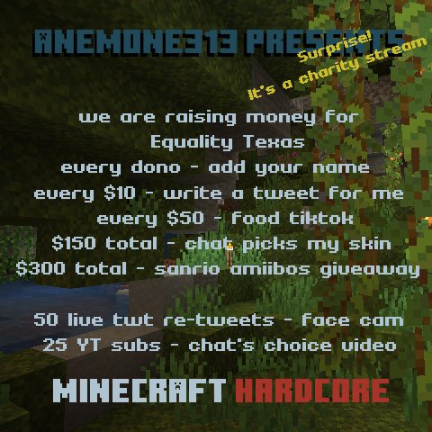 🔴 LIVE at twitch.tv/anemone313 raising money for <a href="/EqualityTexas/">Equality Texas</a> !
Here's a link to the tiltify campaign: tiltify.com/@anemone313/an…
You can also show your support non-monetarily by helping THIS tweet get 50 rtwts! Let's goooo!!