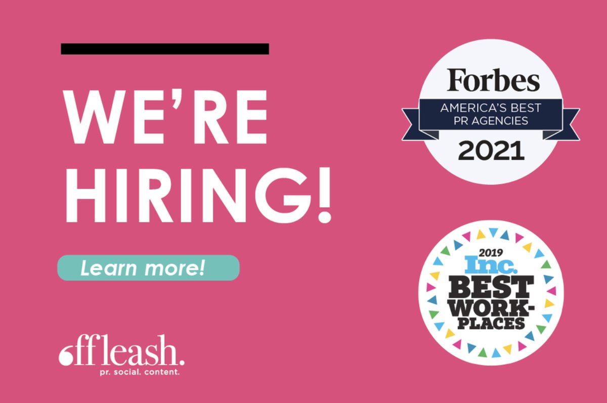 offleashpr's tweet photo. Looking to make your mark? We’re looking for a rockstar Account Manager to join our team. All of the excitement of #agencylife, with none of the BS, we are dedicated to a high-quality and balanced work environment. Pitch yourself here: https://t.co/FVTOIU3EhS 🎤 https://t.co/yw9pEuIanX