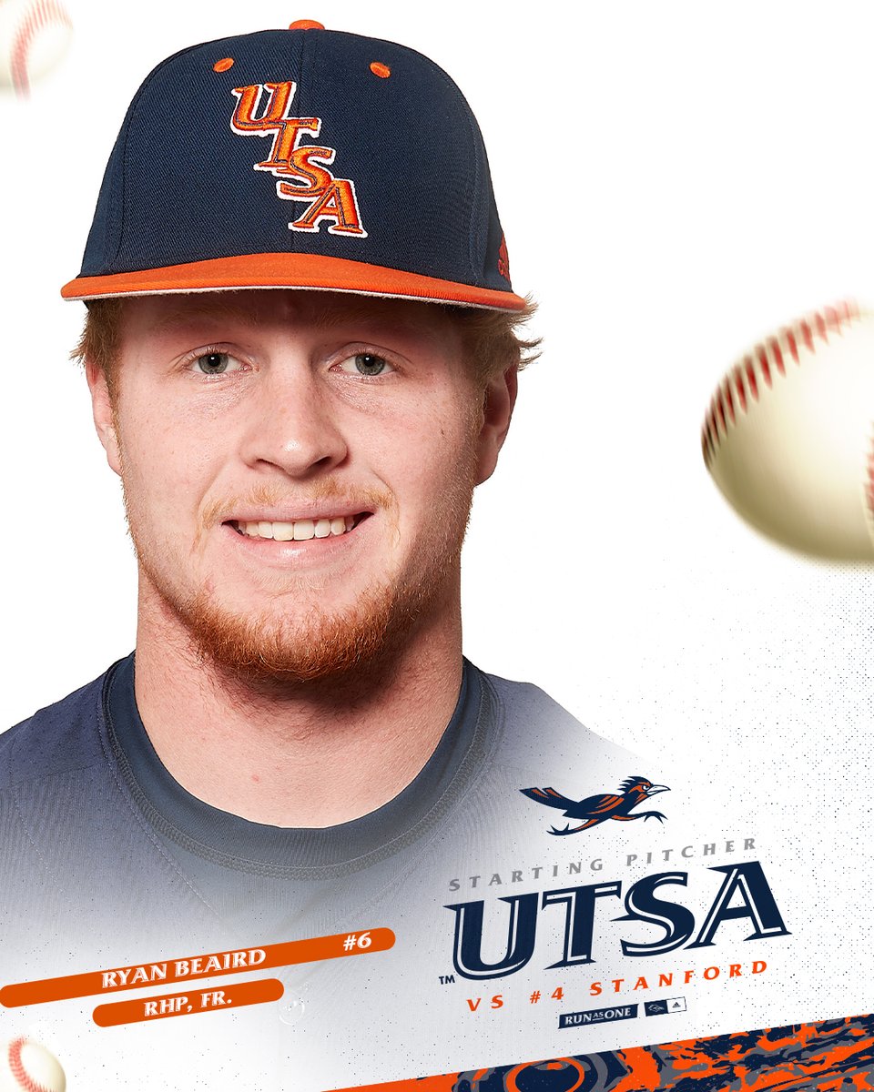 UTSABSB's tweet photo. First career start today for freshman righty Ryan Beaird as he's set to take the bump against No. 2 Stanford.

#BirdsUp 🤙 https://t.co/P9m9VpBvfk