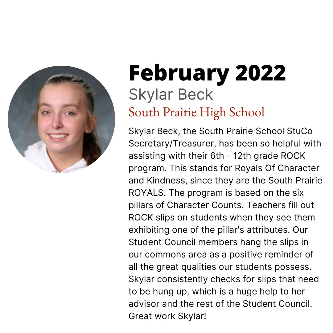 February's Member of the Month is Skylar Beck! Keep up the great work Skylar!