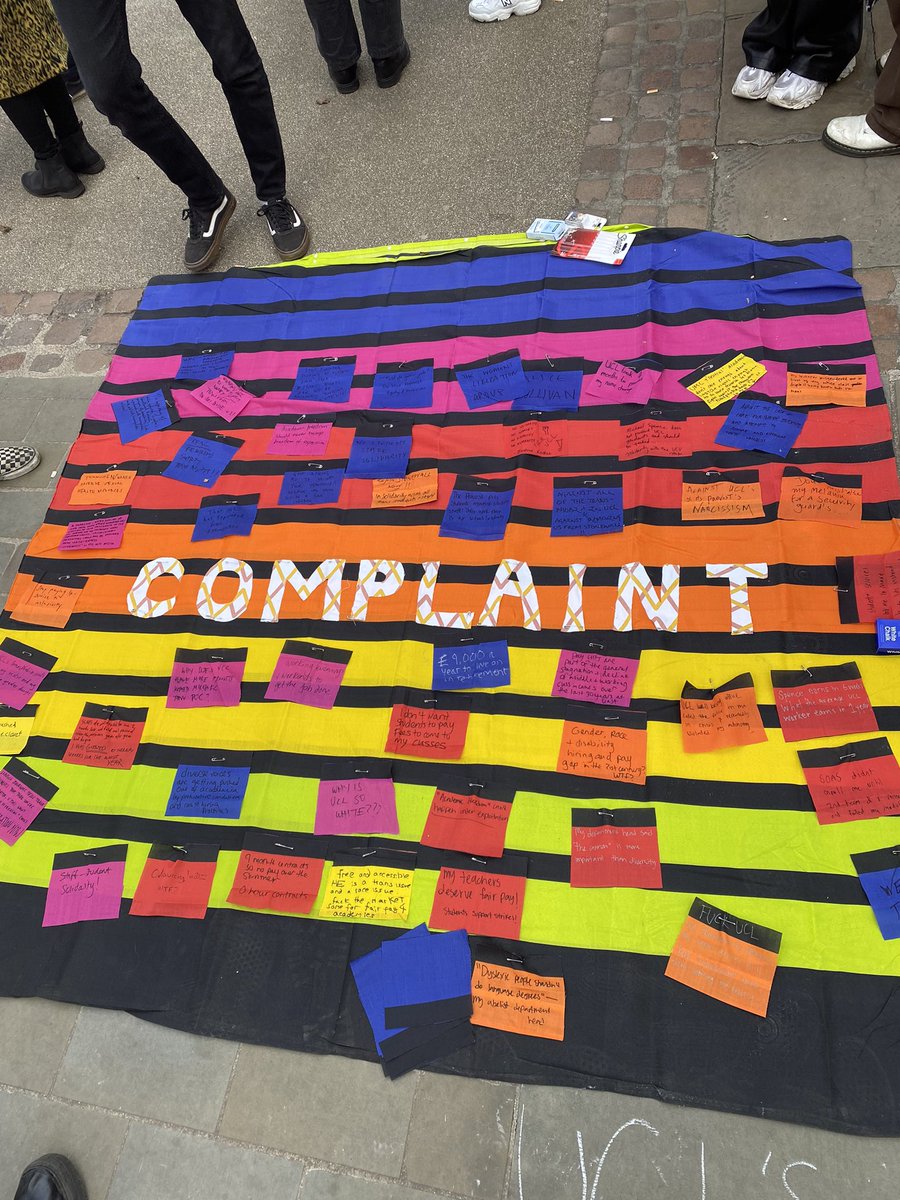 DrEmilyM_Baker's tweet photo. Amazing teach out today with @XineYaoPhD @Mx_L_Marshall @frescacowboy @UCLLGBT - I learnt so much and feel more fired up than ever #staffstudentsolidarity #OneOfUsAllOfUs #UCUstrikes @ucu @UCL_UCU #complaint inspired by @SaraNAhmed https://t.co/UbHfyiOvCI
