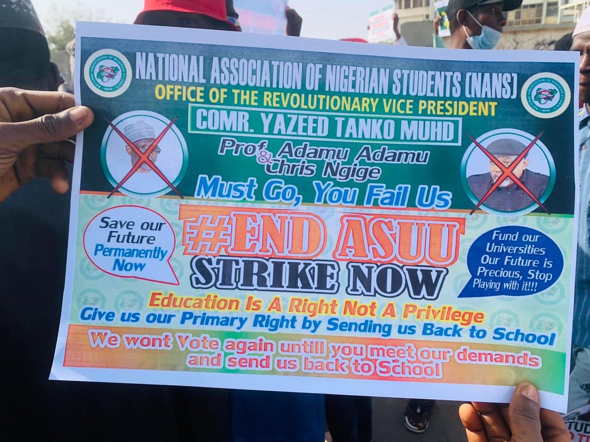 comrade_tariwa's tweet photo. The only language those people can hear and understand is protest. We therefore need to support and show solidarity to the affected Nigerian Students on their legal agitation to bring an end of the perennial and lingering ASUU strike.
#EndStrikeNow✊✊ https://t.co/Jf89mmMYu2