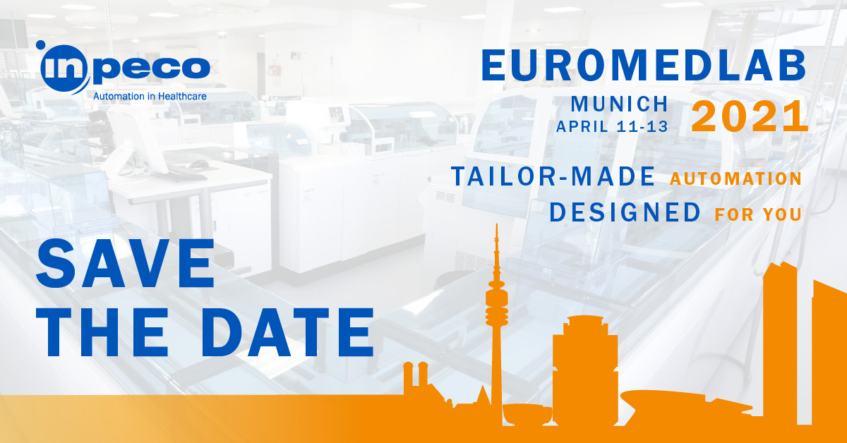 InpecoHealth's tweet image. With the new date out now for #EuroMedLab2021, we are pleased to re-announce our participation in the congress in Munich.
Stay tuned!
#Inpeco #TailorMadeAutomation