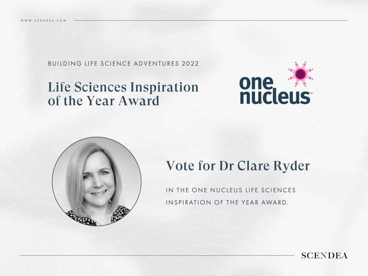 scendea's tweet photo. Vote for Scendea's Head of Project Management and Principal Consultant, Dr Clare Ryder, in the @OneNucleus Life Sciences Inspiration of the Year Award... https://t.co/ySq17z1Rjh
_
Voting closes at 12pm on Wednesday 2nd March 2022.
_
#awards #vote #lifesciences #lifescienceaward https://t.co/gDCfiR8zqe