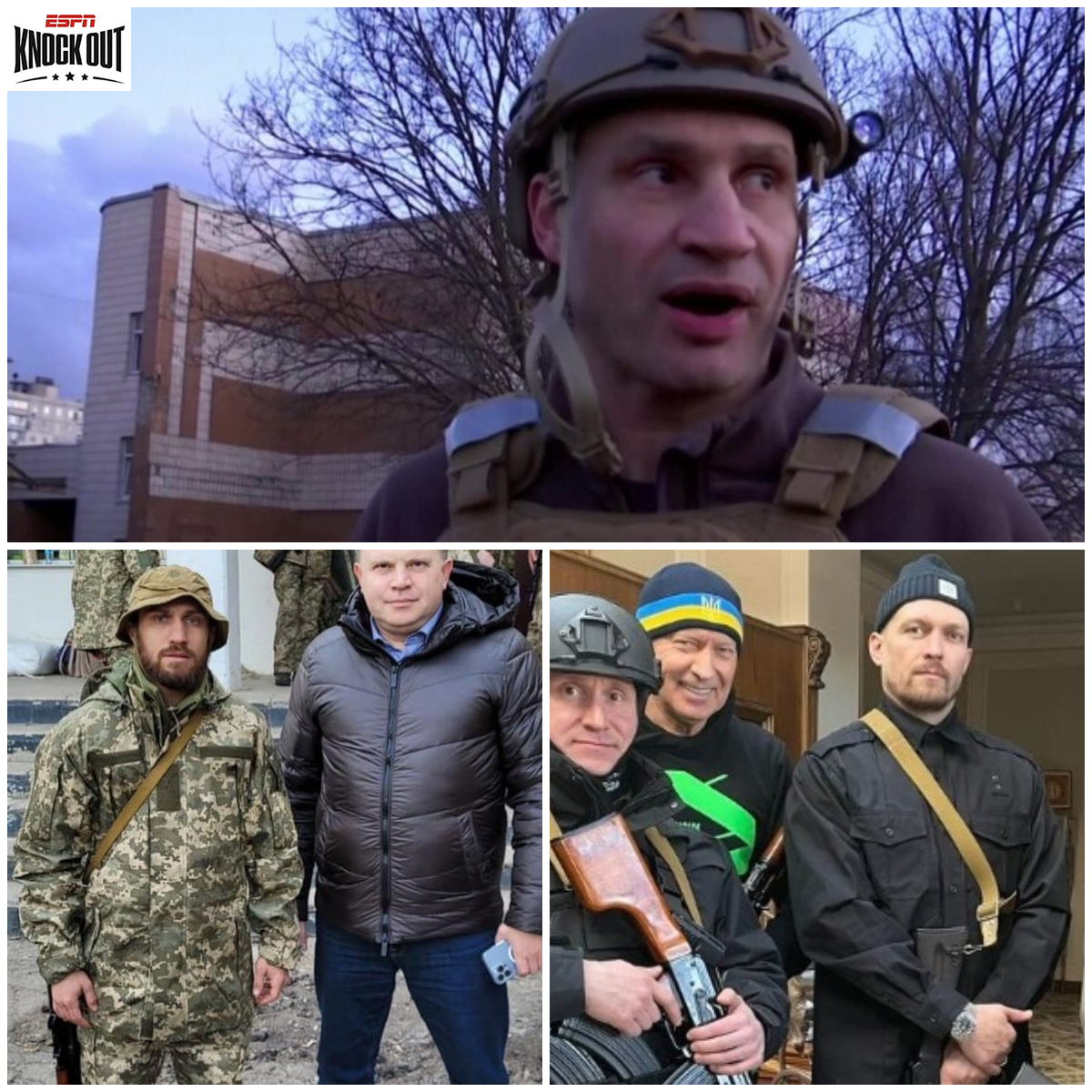 ESPNKnockOut's tweet photo. Vitali Klitschko, Oleksandr Usyk y Vasyl Lomachenko han tomado las armas para defender su país (Ucrania 🇺🇦) frente a la invasión rusa https://t.co/KniDuVQp53