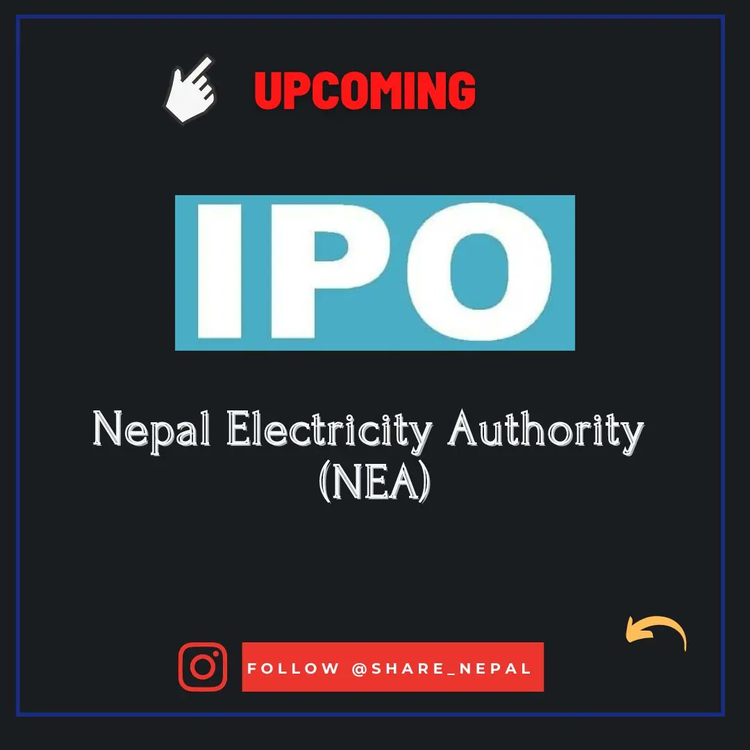 ShareNepal1's tweet photo. One of the biggest IPO in coming...
NEA is likely to issue initial public offering IPO to the general public worth 31.25 Arba.
#nea #nepalelectricity #iponepal #upcomingipo #NEP2020 https://t.co/TFuPLho7xw