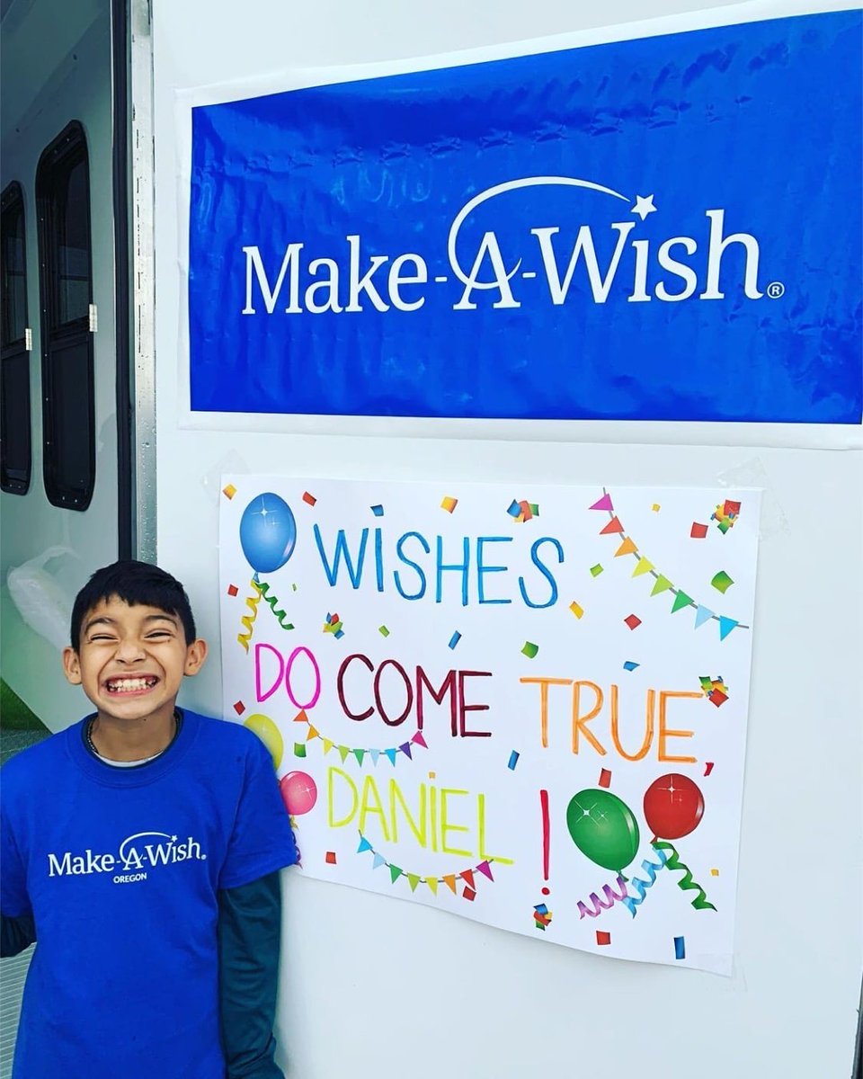 MakeAWish's tweet photo. In honor of National #RareDiseaseDay, we’re recognizing @genentech for helping grant wishes for children with rare diseases. Thank you, Genentech for your support to honor wish kids like Daniel, who received his wish to have a trailer. 📷: @ORWish https://t.co/hQE04FrxXk