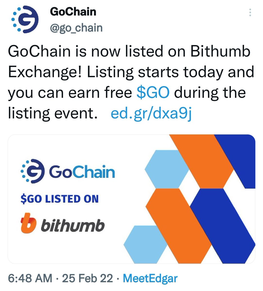 RaverCrypto's tweet photo. You can get $GO on these Exchanges
#Binance
#KuCoin
#Bittrex
#ChangeNOW
#Upbit
#Bithumb
#GoSwap Decentralized Exchange is powered by $GO Blockchain
Anything Built on #Ethereum can be easily Switched to the Upgraded #Gochain Network since $GO it is 100% $ETH Code Compatible🤯 https://t.co/ad0lyu8GCA
