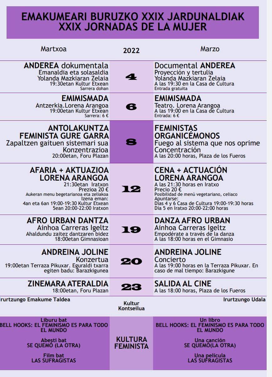 AinhoaIrurtzun's tweet photo. Irurtzun, Emakumeari buruzko XXIX jardunaldiak egitaraua.

Irurtzun, Programa de las XXIX Jornadas de la Mujer https://t.co/8h2GhBnC36
