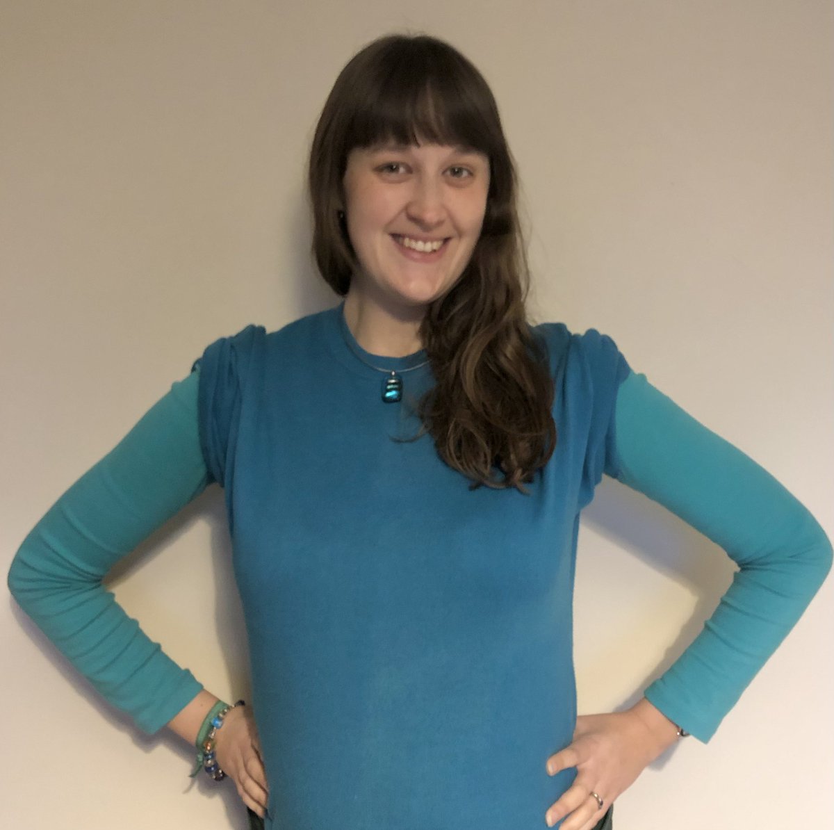 nataliedelib's tweet photo. For the final day of the #logodresschallenge I felt it was only appropriate to roll back the years and return to where it all began. The keystone of my logo cosplay, if you will. Yes, it’s the faithful teal croissant of @HistEnvScot, my favourite logo to dress as! https://t.co/lZOEqLtna6