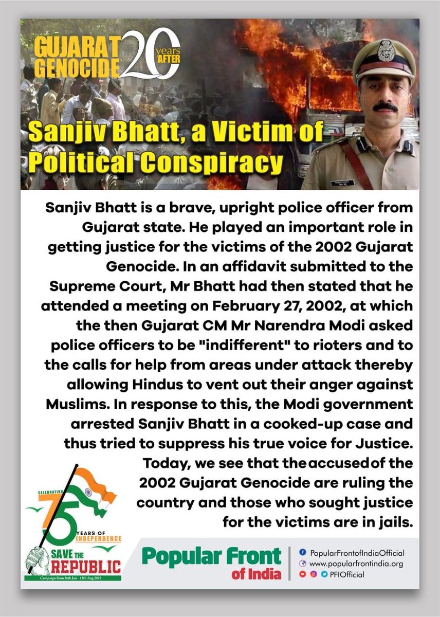 shahidpfikar's tweet photo. Sanjiv Bhatt, a victim of Political Conspiracy #GujaratGenocide https://t.co/uieawhBTGE
