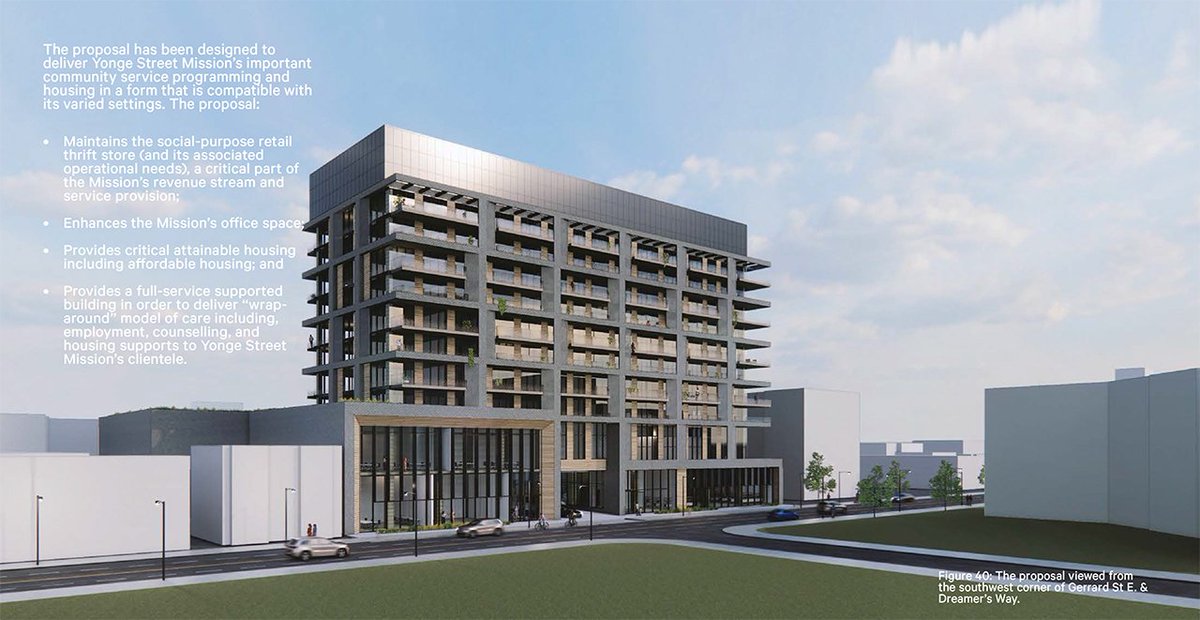 HousingNowTO's tweet photo. 4/ ...Great updated visuals on the @YSM_TO redevelopment proposal for New #AffordableHousing above Retail at 306 GERRARD ST EAST (at Parliament).
✅Simple built-form, Sensible Height (10-storeys), Density & Massing = 191 units...
#TOPoli #MakeThisEasy
https://t.co/vLqsTX7CcL https://t.co/xXtKachK9z